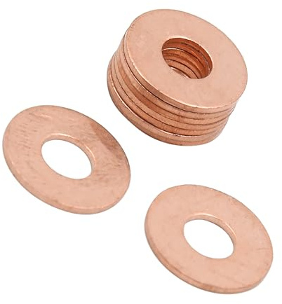 VekAuto 10 Pcs Copper Washer, 6x16x1mm Universal for Car Copper Copper Tone
