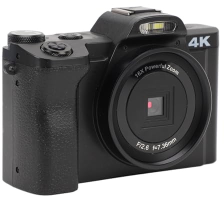 4K-Digitalkamera, 48 MP HD-Kamera mit 3,0-Zoll-IPS-Bildschirm, 16-fachem Zoom, 270-Grad-Drehung, Drahtloser Übertragung, Netzwerkkamera für Video-Chats,