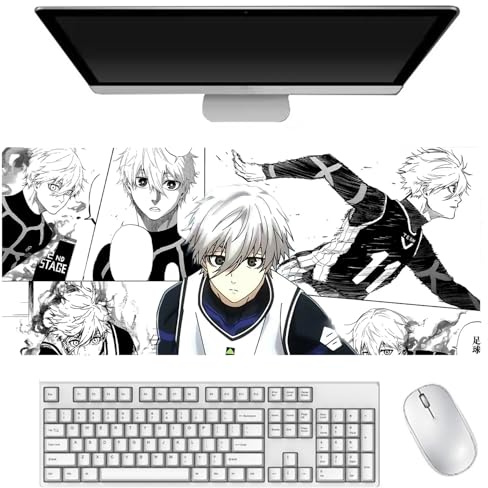 Xinchangda Blue Lock Anime Mauspad Chigiri Hyoma Seishiro Nagi Großes Gaming-Mauspad 900 x 400 mm, rutschfeste Gummiunterseite, Mauspad für Büro, Zuhause, Desktop-Dekoration