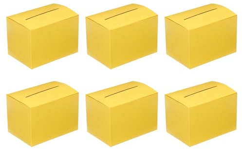 PATIKIL 6 Stück Karton-Vorschlagsbox 16,5 x 11,4 x 11,4 cm Gelb | Wahlurne mit abnehmbarer Kopfzeile, Losbox für Vorschläge Sammlung Trinkgeld Spenden Abstimmung