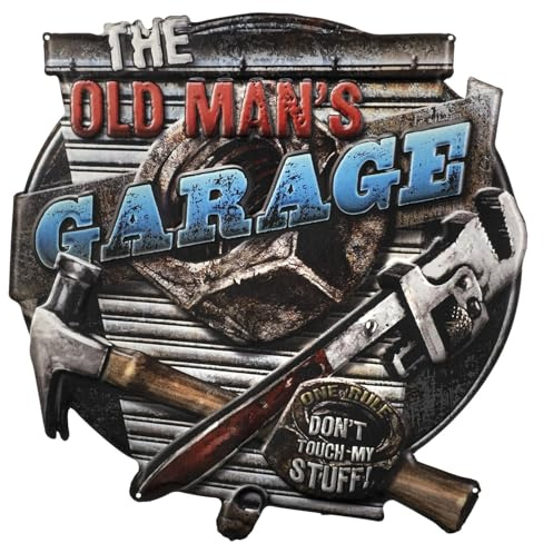 Moritz Blechschild 49 x 50 cm Old Man Garage Opa Werkstatt Mechaniker Hobby Schrauber Deko Metallschild Retro Vintage Retro Sprüche lustig