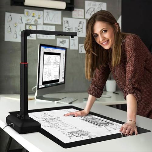 A2 Large Format Book Scanner, Adjustable Height Camera Scanner, Resolution Up To 23MP, Book Double Pages Smoothing&Split Auto Scanning, OCR Text Recognition, Automatic Continuous Shooting, for Work
