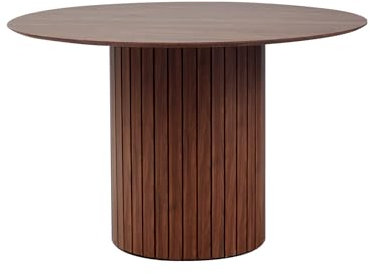 DEYARNA HOME Table de Salle à Manger Ronde pour 4-6 Personnes, Table de Salle à Manger Fermière, Table de Cuisine avec Piètement en Bois pour la Cuisine et Le Salon (Marron Foncé, 120 * 120 * 76cm)