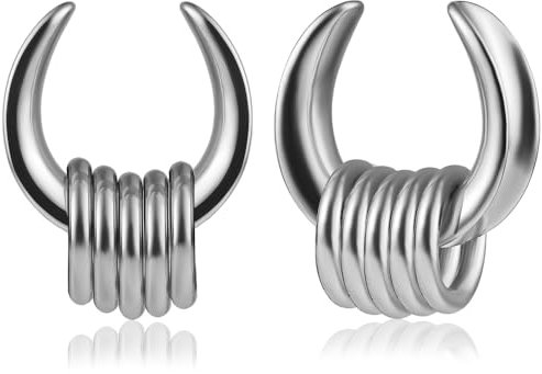 DOEARKO Ohr Flesh Tunnel 1 Paare Tunnel Plugs Ohr Piercing Plug mit Anhänger Double Flared Piercing Schmuck Edelstahl Ohr Expander Ohrplugs für Frauen und Männer(19mm,Silber)