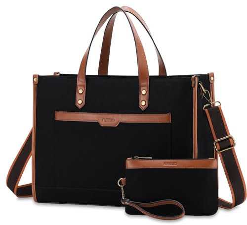 RAVUO Laptop Bag for Women, Water Resistant 15.6 Inch Ladies Handbag for Work Business Large Tote Shoulder Bag with Clutch for Office Business School College Shopping