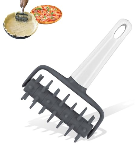 Pizza Dough Docker,Pizza Pie Dough Roller Docker,Dough Blistering Killer,Pastry Pie Needle Wheels Cutter,Pizza Hole Puncher Baking Tool Pizza Needle Roller,Pastry Roller with Spikes(180x118mm)