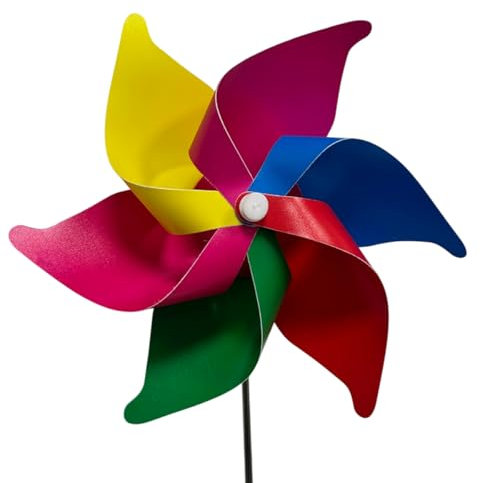 Generisch Windrad Windmühle Garten Vogelabwehr Durchmesser 20 cm Teleskop ausziehbar in der Höhe bis 72 cm Metall Windrad Kinder Erwachsene Jungen Regenbogenfarben Wetterbeständig, Langlebig