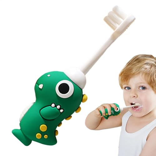 Weiche Zahnbürste für Kleinkinder, Kindergröße, Trainingszahnbürste, weiche Borsten, Kinder-Zahnbürste, Dinosaurier-Thema, Kinderzahnbürste für Kinder, Mädchen
