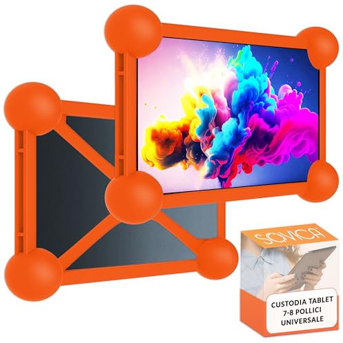 Custodia tablet 7 pollici universale in silicone adatto a tutti i Tablet PC ed ebook da 7“ e 8” presenti sul mercato custodia tablet 8 pollici (Arancione)