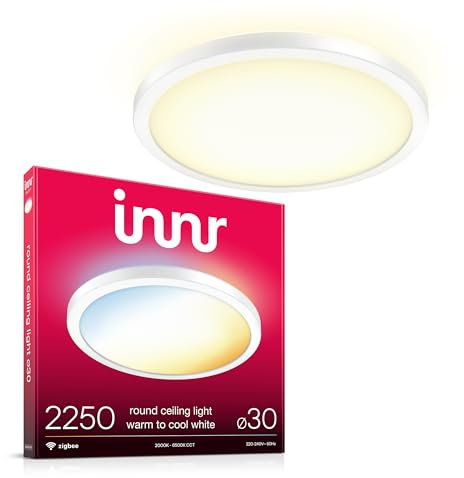 innr Smart LED Deckenlampe, Zigbee, funktioniert mit Hue*, Alexa (Bridge erforderlich), Warmweiß bis Kühlweiß, Deckenleuchte Wohnzimmer, LED Lampe Dimmbar, 30cm, 2250 Lumen
