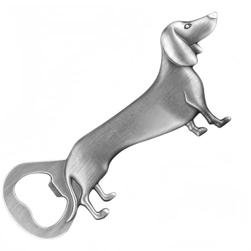 Vyloky Dachshund Bottle Opener - Beer Opener, Dachshund Gift, Sausage Gift, Retro Design, Viennese Dog, Funny, Cute (Silver)