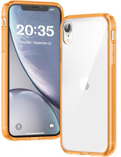 Voyahülle Clear Case for iPhone XR, Ultra Thin Shockproof TPU Cover, Anti-Yellowing Crystal Clear Phone Case for Apple iPhone XR - Orange