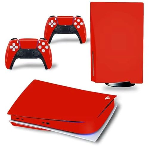 Gadgetpoint | Konsole & Controller Aufkleber für PS5, PlayStation 5 - Performance Gaming Skin - Schutz Zubehör - Carbon - Rot