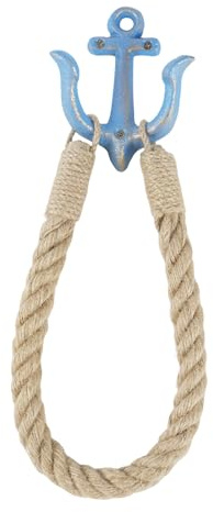 Notakia Crochets muraux vintage en fonte avec ancre nautique, crochets muraux décoratifs pour plage, maison, lac, maison ou salle de bain, porte-serviettes rustique, porte-papier toilette bleu