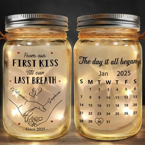 Kaululu Personalised LED Glass Bottle Light with Name for Couple, Bottle Lamp Home Decoration Christmas, Birthday Gift, Couple Gifts for Christmas, Valentine, Birthday (B)