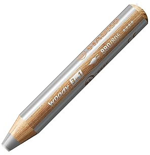 STABILO - Buntstift, Wasserfarbe & Wachsmalkreide - woody 3 in 1 - Einzelstift - silber