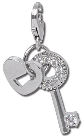 SilberDream Charm Echt Silber Anhänger Schlüssel & Schloss Zirkonia FC257W Silber Charmsschmuckanhänger