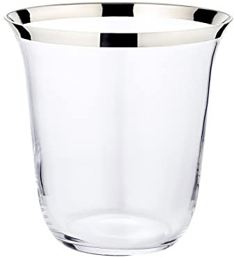 EDZARD Flaschenkühler Toby (Ø 22 cm) aus Kristallglas mit Platinrand - Champagner Kühler, Sektkühler - Getränkekühler für 1 Flasche - Schale für Wein, Sekt & Eiswürfel - Weinkühler