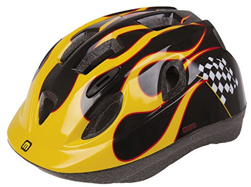 M-Wave Kinder Junior Fahrradhelm, Schwarz/Gelb, S, 52-56 cm