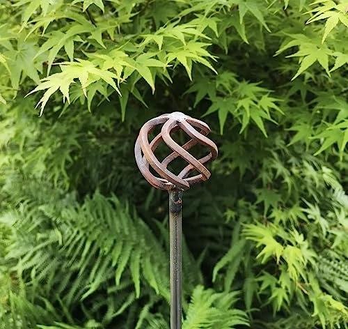 GAP GARDEN PRODUCTS Outdoor Metal rust Decorative Small Cage Top Plant Stake/support,garden art (5ft Tall -155cm) Pack of 3