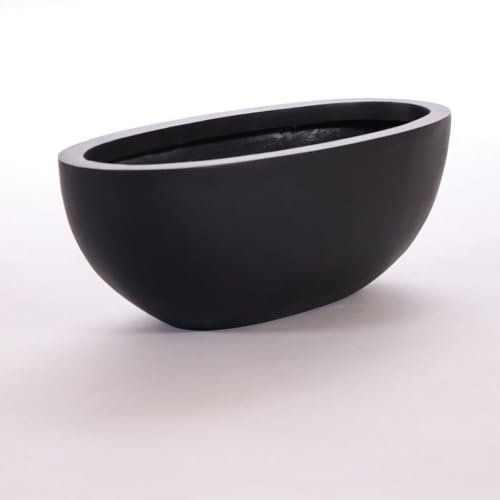 Pflanzschale Fiberglas oval 65x31xH25cm elegant schwarz-matt