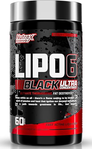 Nutrex Research Lipo-6 Black Ultra Concentrate | Thermogenic Energizing Fat Burner Supplement, Increase Weight Loss, Energy & Intense Focus |Capsule, 60Count