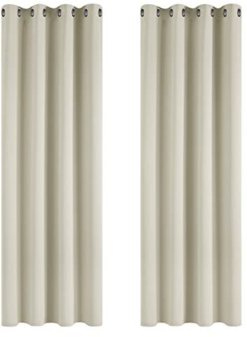 Deconovo Thermovorhang Blickdicht Vorhänge lichtundurchlässig Vorhang Küche, 240x135cm(HöhexBreite), Hellbeige, 2er Set