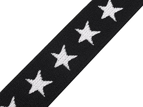 Gummiband Sterne 20 mm Gummizug Gummilitze Gummi Hosengummi gewebt viele Farben (Schwarz)