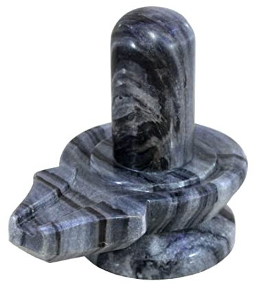 KLEO Marmor Stein Shiva Lingam Shiv Leng Idol Murti Statue (5.25 Grau)