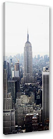 Feeby Bilder Empire State Building 40x120 cm 1 Teilig Wohnzimmer Schlafzimmer Büro Küche Wandbilder Leinwandbilder Modern Bild auf Leinwand Wanddekoration Kunstdruck Design New York Architektur Grau