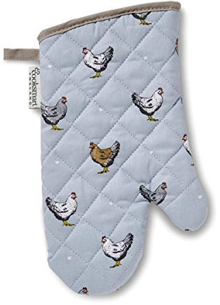 Cooksmart Farmers Kitchen Blue Cotton Oven Gauntlet (16x31cm, 100% Cotton, 100% Polyester Filling), Machine Washable, Unisex