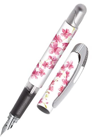 Online Füller College Cherry Blossom, Tinten-Füller für Rechtshänder, ergonomisches Griffstück, hochwertige Iridium-Feder medium, Standard-Tintenpatronen, inkl. Kombipatrone 1 Stück (1er Pack)