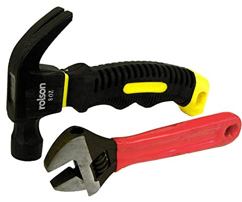 Rolson 36033 8 oz Stubby Claw Hammer & 150mm Adjustable Wrench