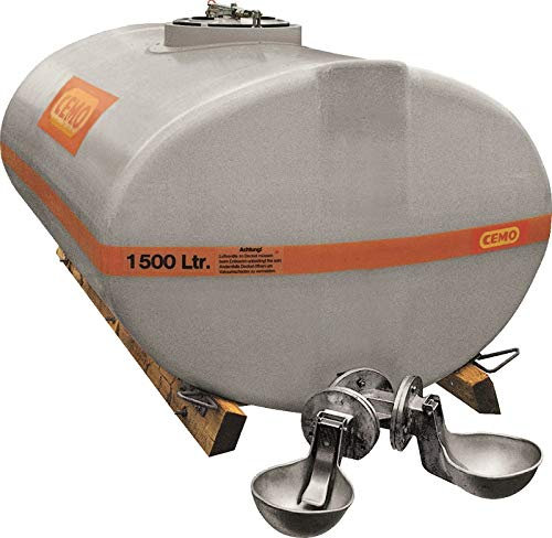 GFK-Fass oval 1500l grau Dom 360 mittig, mit Holzkufen