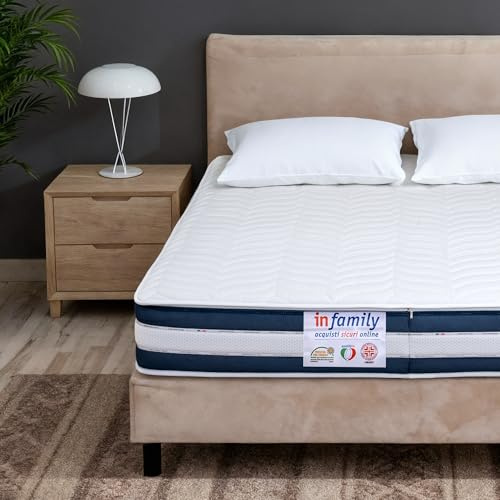 INmaterassi Materasso Matrimoniale 160x190 cm Memory Gel e Molle Insacchettate, 7 Zone Ergonomiche - Altezza 26cm, Rigidità Alta - Rivestimento agli Ioni d'Argento Sfoderabile - Materasso Memory GRETA