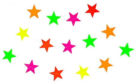 Oblique Unique® Deckenhänger Stern Girlande Papier Banner Hänge Deko für Geburtstag Hochzeit JGA Jubiläum Party Einschulung Neon Gelb Orange Pink Grün