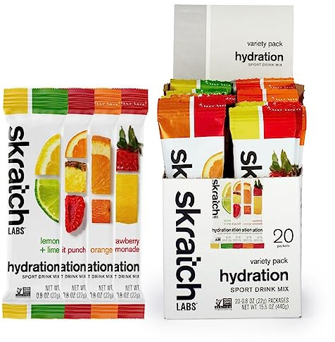 Skratch Labs Hydration Packets - Hydration Drink Mix, Variety Pack (20 Single Serving Packets) - Electrolyte Powder Developed for Athletes and Sports Performance, Gluten Free, Vegan, Kosher