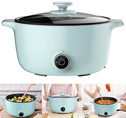 CLQ Wok, Poêle Électrique, Multi-Cuiseur Idéal pour Les Dortoirs, Réglage De La Chaleur Réglable Et Surface Antiadhésive, avec Couvercle en Verre, Rose