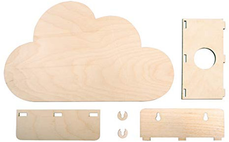 Rayher Holzbausatz Lampe Kleine Wolke, FSC Mix Credit, natur, 31x18,5x7,5cm, Set 6-teilig, Kinderlampe, 62987505