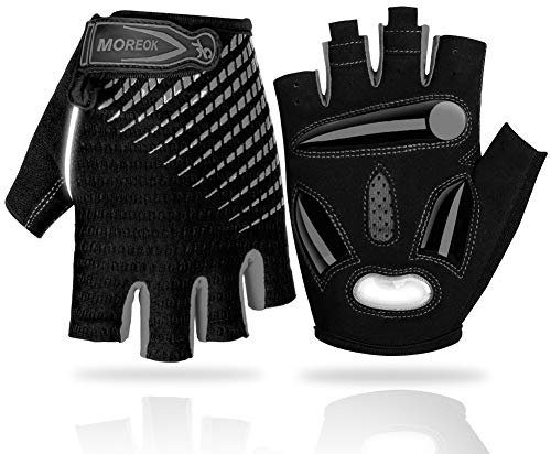 LUROON Fahrradhandschuhe Halbfinger Atmungsaktiv Rutschfestes Stoßdämpfende Kurz Gel Sommer MTB Radhandschuhe für Herren Und Damen (Grau, L)