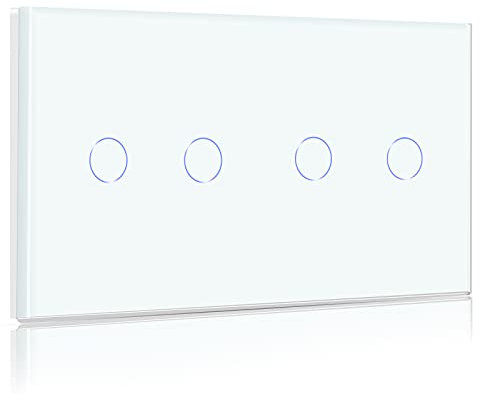 BSEED Interrupteur sans Fil Zigbee,2 Gang 1 Voie+2 Gang 1 Voie Interrupteur Connecté WiFi Blanc,Compatible avec Alexa et Google Home,Avec Contrôle à Distance et Fonction de Temps(NÉCESSITE TUYA HUB)