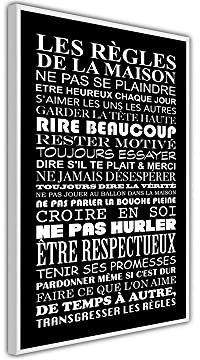 DECLINA, Affiche, Tirage d'art, poster sous cadre, poster + cadre, décoration murale, Affiche les règles de la maison Noir, 40x60 cm