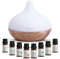 ASAKUKI Diffusers 300ml with 8 * 10ml Essential Oils Set, Aromatherapy Ultrasonic Cool Mist Essential Oil Diffuser with 7 LED Color Lights, Auto Shut-Off for Home Bedroom Office