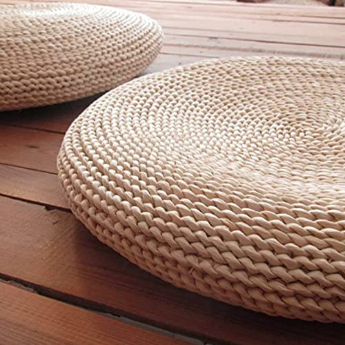 Washranp Rundes gewebtes Strohkissen, handgefertigtes Sitzkissen für Bodenstühle, Tatami, Futon, Meditationskissen, Yogasitze, Kissen für Zuhause, Küche, Wohnzimmer, 40 x 40 cm