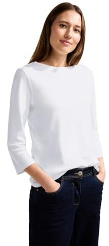Cecil Damen Basic Boatneck T-Shirt, White, XXL