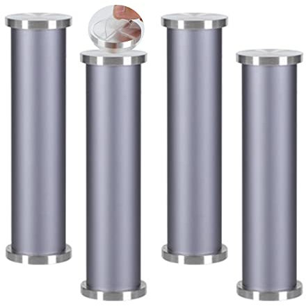 Lot de 4 pieds de table basse en verre réglables Pattes de Armoires aluminium Pas de poinçonnage Meubles Jambes gris Pieds de support Métal meuble de salle de bain meuble TV (35cm)