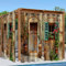 Syhi Qlty Outdoor Vorhang Wetterfest, Verdunkelungsvorhang Sonnenschutz Sichtschutz Vorhänge für Garten Terrasse Balkon Pavillon Pergola, 1 Stück 132 x 213 cm, 3D Blume Haus