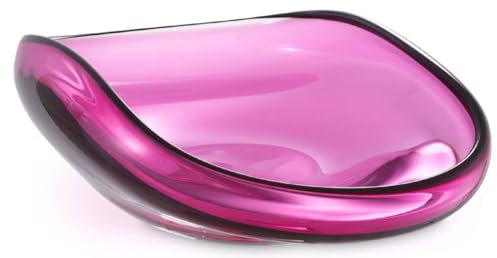 Casa Padrino Luxus Glasschale Rosa 42 x 28 x H. 12,5 cm - Mundgeblasene Deko Glas Obstschale - Glas Deko Accessoirs - Luxus Kollektion