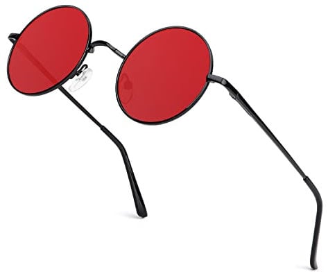ANYLUV Round Sunglasses Mens Polarised, Unisex Retro Circle Sunglasses for Women UV Protection, Hippie Glasses for Men Mirror Metal Frame Small(45mm)