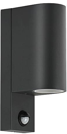 Kerry Outdoor Wall Lights, Up and Down Lamp with Motion Sensor, IP44 Anthracite Grey Stainless Steel Outside Lighting Mains Powered Fixtures, External Wall Sconce for Front Door, Porch (No Bulb)